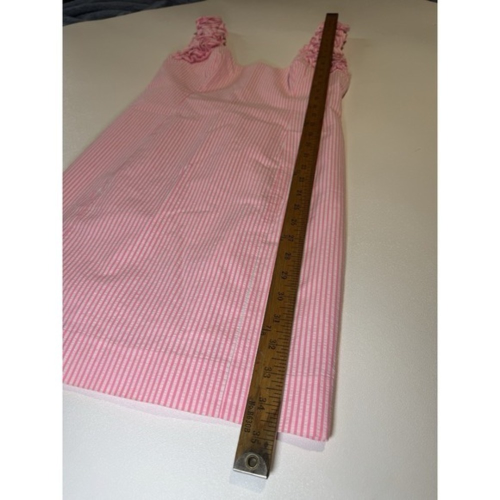 Lilly Pulitzer Mini Dress Size 6, Pink Seersucker Ruffle Straps - Picture 7 of 9